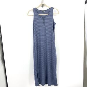 Toad & Co Women Size XS Dress Blue White Striped Piru Henley Midi Tank Stretch